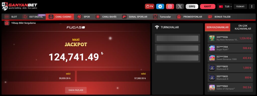 ganyanbet canlı casino bölümü